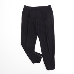 Vince Womens Vince Pleated Slouchy Joggers Pants Black Pleated Ankle Zip Crepe 6